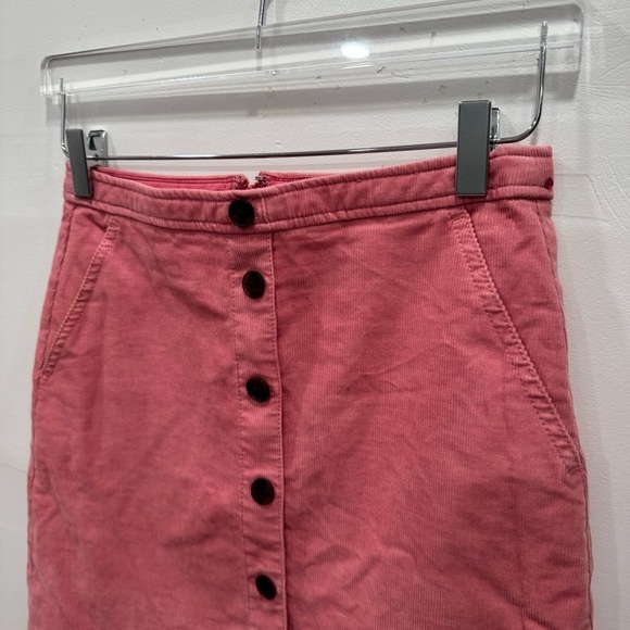 J. Crew Factory Corduroy Button Front Mini Skirt Pink Size 0 - Picture 2 of 6